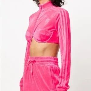 Adidas Cropped Track Top in Pink